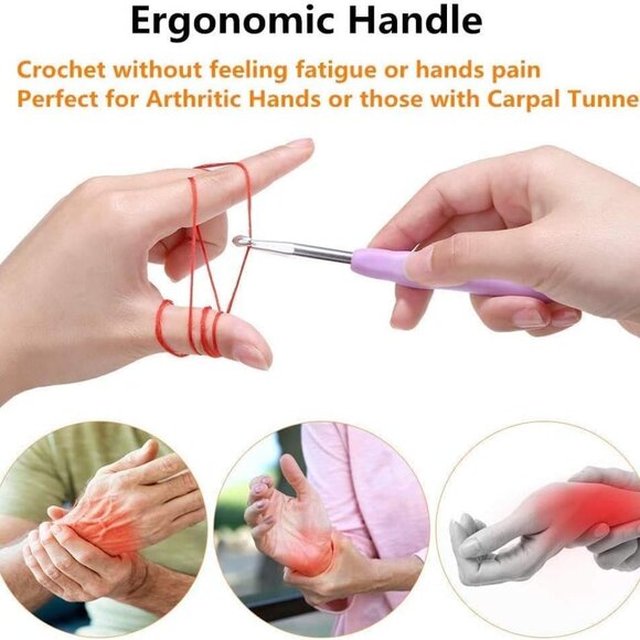 67 Pack Crochet Hooks Set,13 PCS 2mm(B)-10mm(N) Ergonomic Soft Grip Crochet Hand - Picture 8 of 8